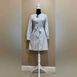 Tommy Hilfiger Gray Striped Long Sleeve Dress